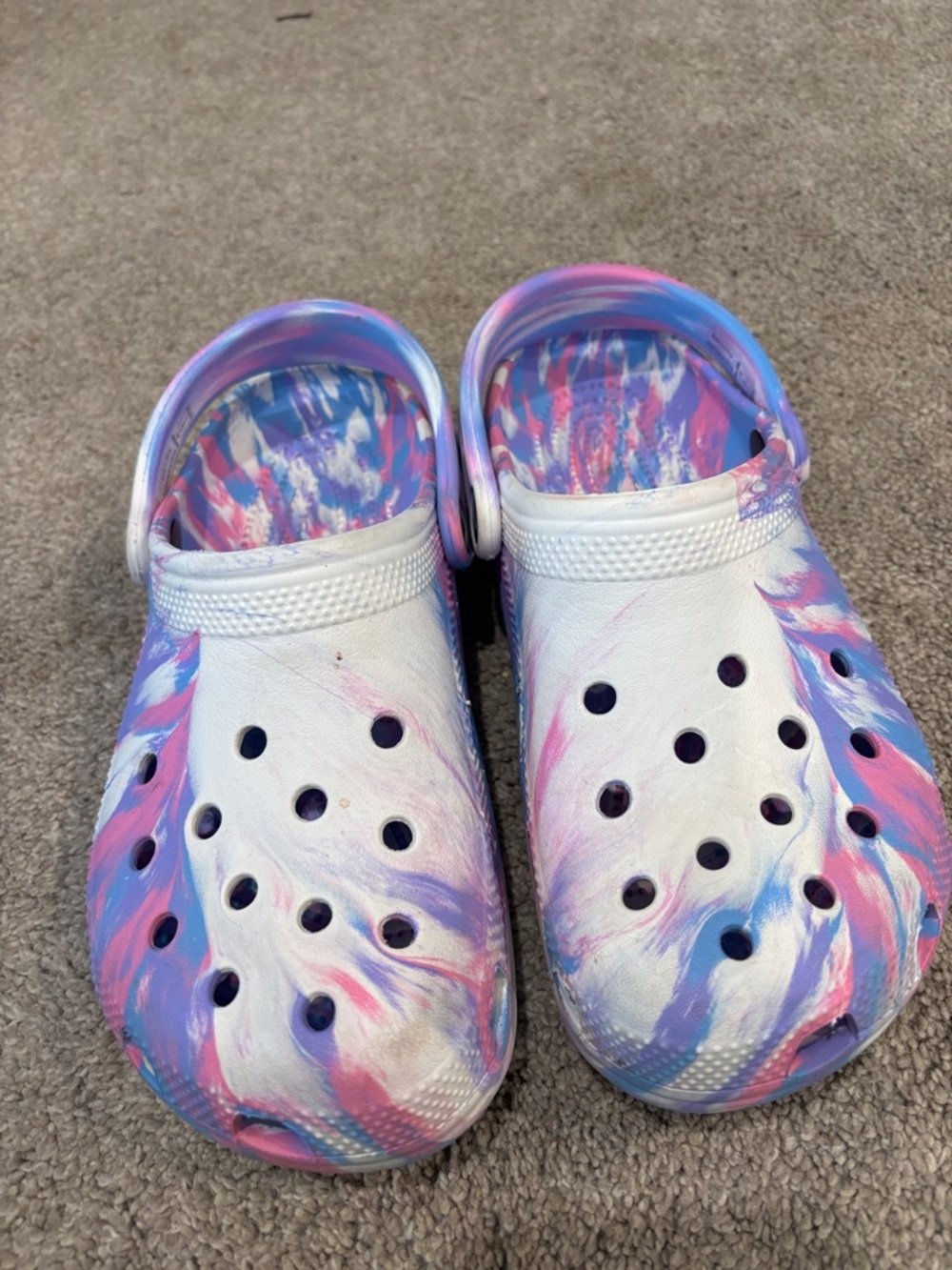Kids Tie-Dye Pink & Blue Slip-On Clog Shoes
